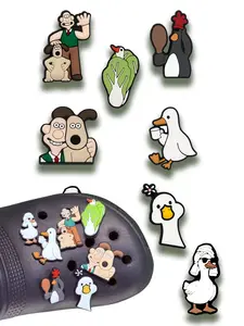 Wallace & Gromit Cartoon Style DIY Garden Shoe Accessories, Includes Gromit and Feathers Mcgraw, Unisex Birthday Gift Set, Shoe Charms