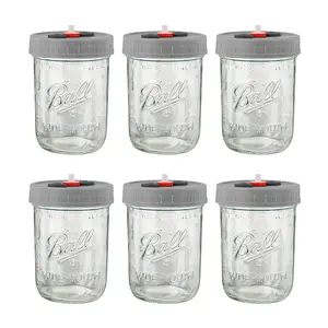 6 Packs Wide Mouth 80mm Spores Mushroom Growing Grain Jars 3.5x5  inches 500ml For mushroom inoculation with Liquid Culture Lid with injection Filter Ports, Sprouting jar,Mushroom growing supplies