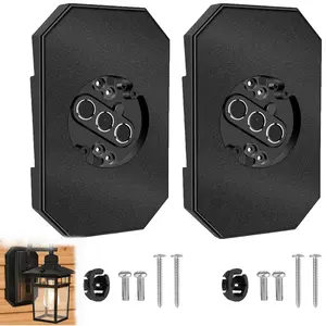 2 Pack Vinyl Siding Mounting Blocks for 1/2 inch Lap Double and 4 inch Siding, Outdoor Light Mounting Block with Built-in Electrical Box, Black