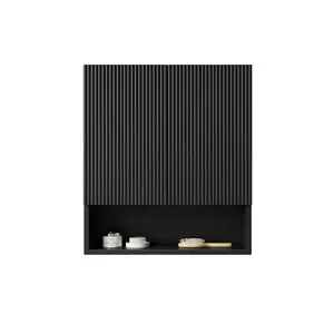 Matte Black Wall-Mounted Storage Cabinet - MDF & Thick Plywood Enclosed Multi-Compartmentalized Compartmental Wall Cabinet with 2 Soft-Close Damper Doors, Moisture-Resistant, Flat Pack for Bathroom, Kitchen, Easy Assembly, Compartmental Wall Cabinets, Enc