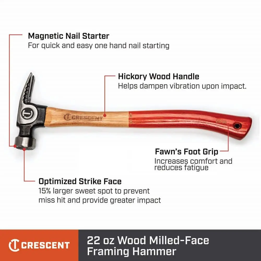 22 oz. Wood Milled-Face Framing Hammer 22 oz. Wood Milled-Face Framing Hammer