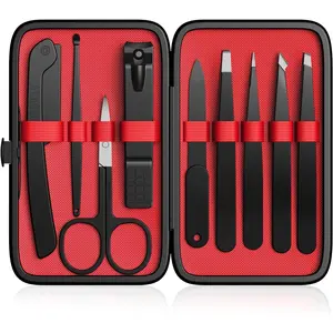 Tweezers Set and Nail Clipper, Tweezers Set for Men/Women, 9PCS Professional Stainless Steel Tweezers Kit with Leather Travel Case