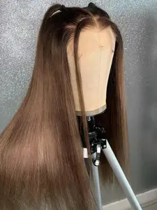 Soft No Glue Pre-Bleached 26 Inch Long Straight Hair Wig, 180% Density Daily Use, Full Lace High Temperature Resistant