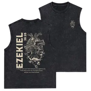 I Will Give You A New Heart And Put A New Spirit Christian Washed Tank Top, Gym Essential, Vintage Casual Crewneck Short Sleeves Menswear T-shirt Classic Cotton Fabric Streetwear