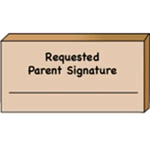 SHAPES ETC. Teacher's Stamp - Requested Parent Signature, 2" x 1 3/4" Block Size, for Classroom Children, All Seasons Office Stationery