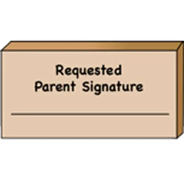 SHAPES ETC. Teacher's Stamp - Requested Parent Signature, 2" x 1 3/4" Block Size, for Classroom Children, All Seasons Office Stationery