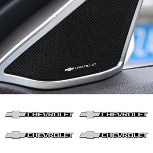 4pcs Alloy Car Stereo Stickers for Chevrolet Corvette Aveo Captiva Cavalier Impala Malibu Orlando Sail Spark, Emblem Decoration, Versatile Fitment