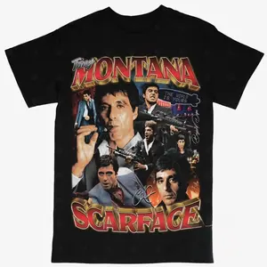 Tony Montana Graphic T-Shirt, Scarface Movie Streetwear Tee For Men Women, For Fans Unisex Casual