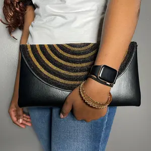 Creative African leather and bead clutch bags