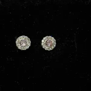 925 Sterling Silver Pink CZ Stud Earrings | Round Cut Dainty Earrings