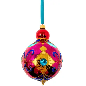 Ruby Sparkling Gem Glass Christmas Bauble