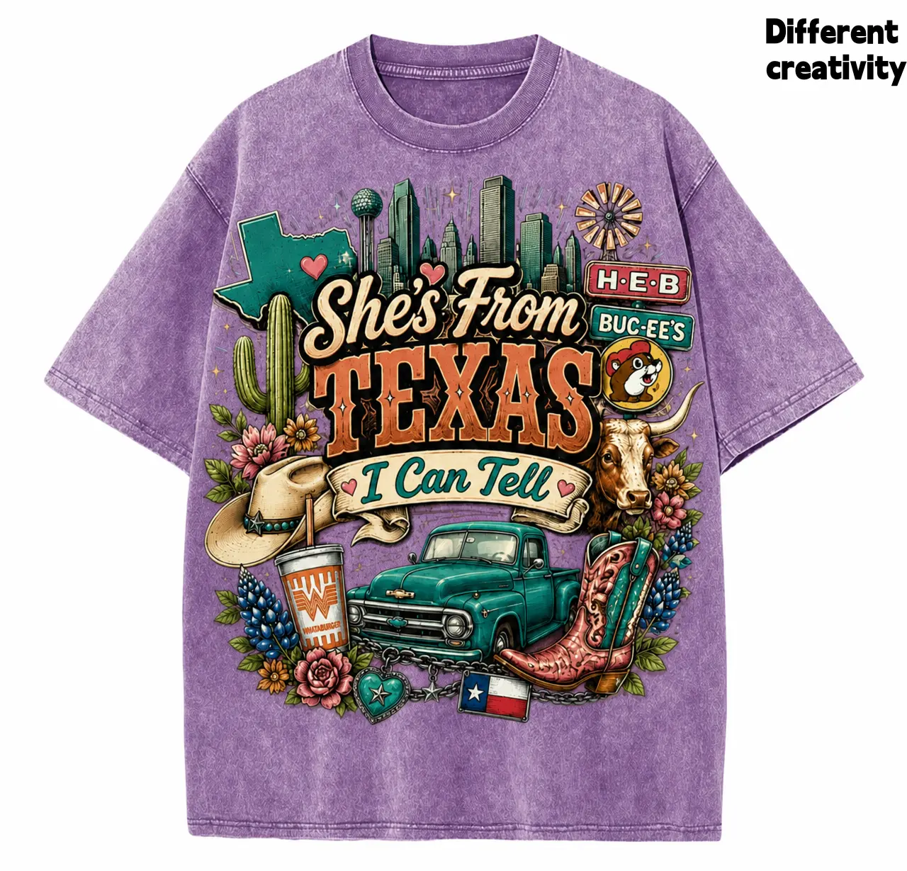 Women's Retro Oversized Crew Neck Graphic Tee - Vintage Wash, Acid Wash, Western Southern Aesthetic Tops, Graphic Tees Women, Western Clothes