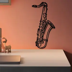1pc Saxophone Metal Wall Art, Saxophone Statue Mural, Perfect for Cafe Wall, Christmas Decor, Ideal Gift for Jazz Lovers, Anti-Corrosion Metal