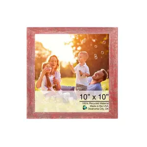 HomeRoots 386495 10 x 10 in. Rustic Farmhouse Red Wood Picture Frame