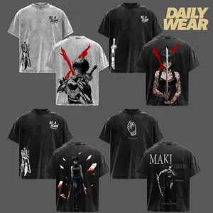 Maki Zenin Collection Vintage Washed Oversized T-Shirt, Jujutsu Kaisen Heavenly Restriction Graphic Tee, Unisex Streetwear Anime Soft Cotton Top Outfit for Men, Casual Menswear Gift for JJK Fans