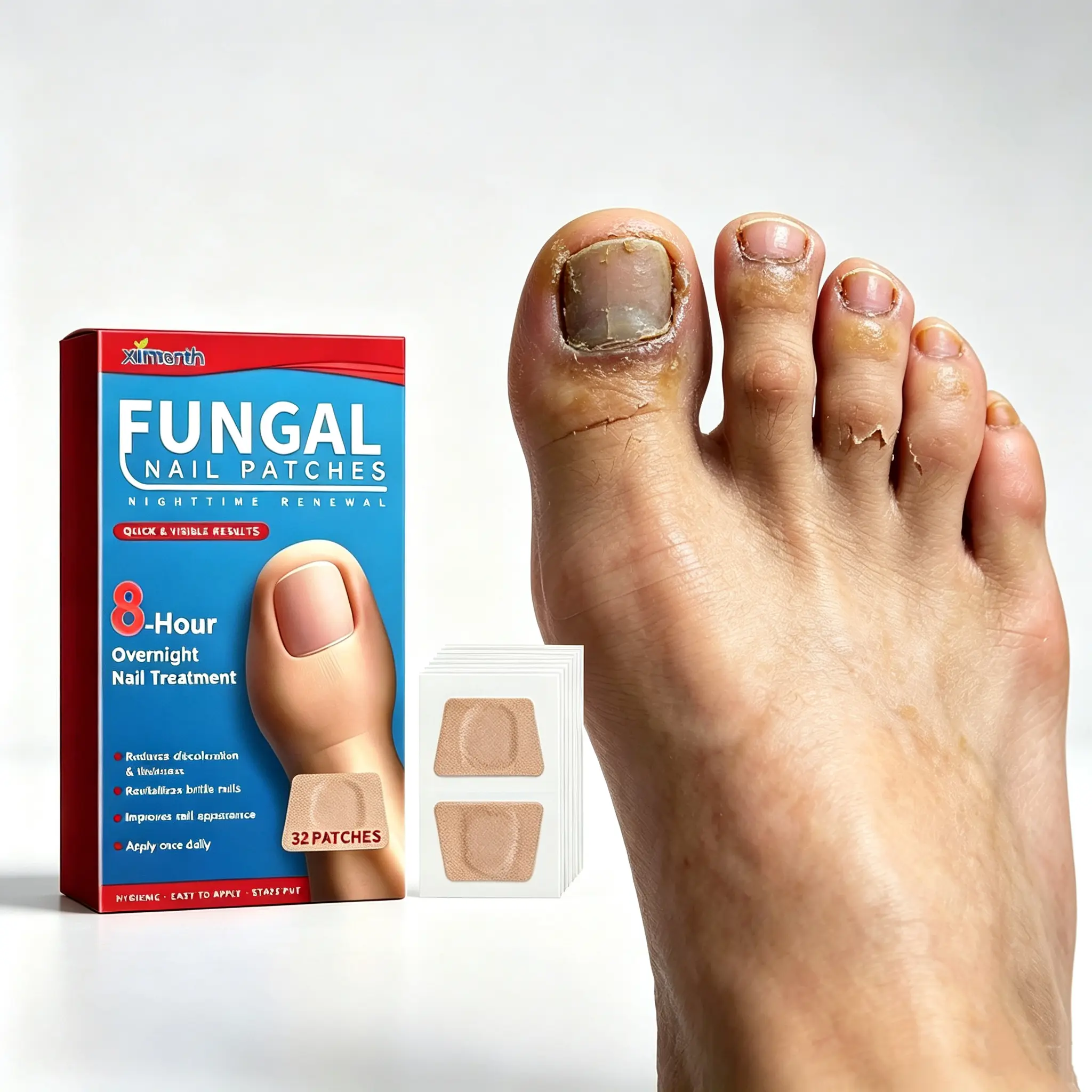 Nail care patches designed to improve the appearance of damaged nails; suitable for discolored nails, fungal nail infections, and various types of nail damage