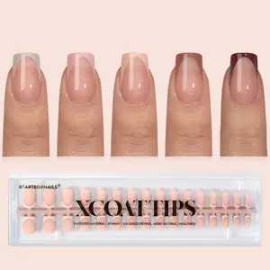 BTArtboxnails XCOATTIPS Press on Nails - 150pcs  Fall Short Square or Almond or Coffin French Tips, Skin Tones Soft Gel False Nail, Soak Off Acrylic Fake Nails Extensions  Nailcare Outdoorfun