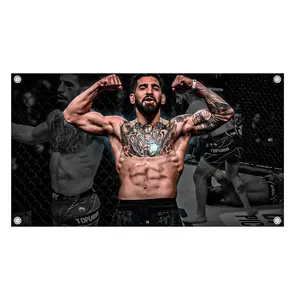 Ilia Topuria Graphic Flag - UFC MMA Fighter Flag - Ultimate Fighting Championship Wall Flag Banner, Vintage Fighter Room Decor, Fight Night Bedroom Decor, Gift for MMA Fans Men & Women