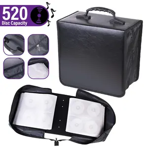 520 Disc CD DVD Organizer Holder Storage Case Binder Book Carrying Bag Sleeves, Portable Storage Bag PU Leather Wallet Holder Case Box Organizer