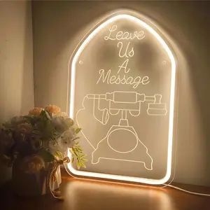 Message Neon Sign Leave us a Message Sign Light for Wedding, Party, Home Decoration, Store Wall Decoration