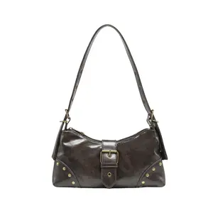 Studded Shoulder Bag Western Y2k Purse Buckle Vintage Clutch Leather Handbags