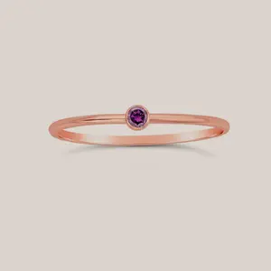 February Birthstone Ring Amethyst – Rose Gold Filled Stacking Ring