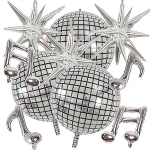 10 Metal Foil Balloons Set, Party Decorations, Perfect for Retro Disco Parties, Reusable and Self-Sealing, Ideal for New Year Celebrations, Singles Party, Karaoke
