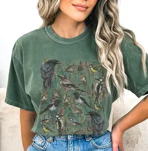 Comfort Colors Retro Boho Bird T Shirt, Cottagecore T Shirt, Naturecore Tee, bird flower t-shirt, nature lover gift, gift for mom