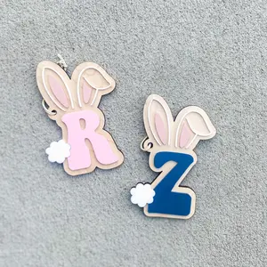 Initial Easter Bunny Basket Tag | Personalized Wood Easter Name Tag