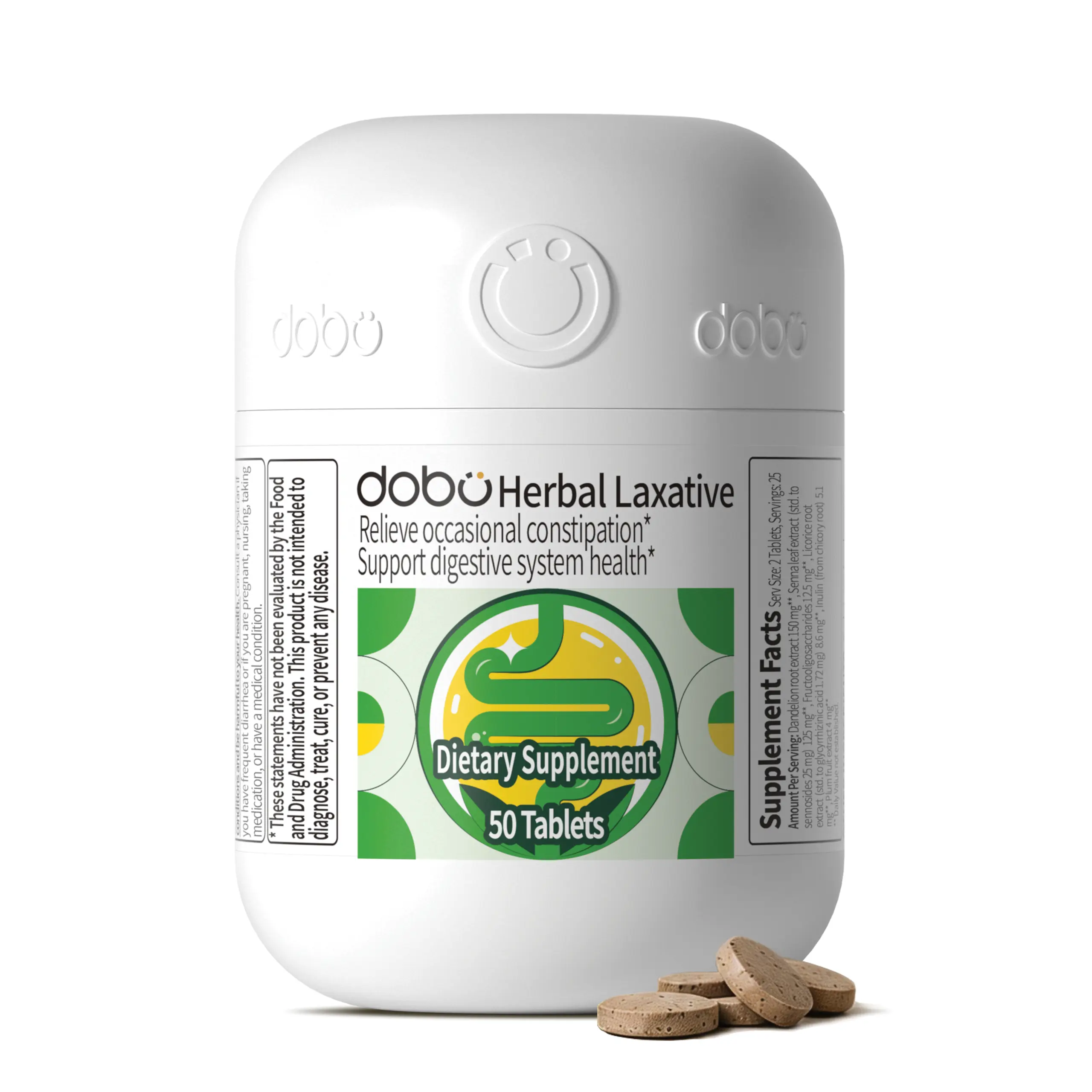 3 Pack - dobo Herbal Laxative Tablets for Constipation Relief & Gentle Herbal Stool Softener with Overnight Relief, 100% Plant-Based Senna Leaf & Dietary Fibers, 50 Tablets