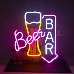 Serbasic Beer Neon Sign Acrylic Wall Hanging USB Powered Dimmable with ON/OFF Switch for Wall Decor Living Room Hotel Bar Club Beach Cafe Wedding Birthday Party Gifts Gaming Room Artwork Bedroom Home Decor - Beverage