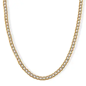 Shop LC Cuban Link Chain Necklace in ION Plated Yellow Gold and Stainless Steel 20-22 Inches