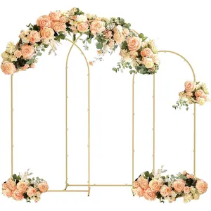 Gold Arch Backdrop Stand Set of 3, 6FT/6.6FT/7.2FT Arch Stand, Balloon Arch Frame for Birthday Bridal Baby Shower Banquet Decoration