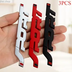 Black Friday Trendy 3-Piece Metal 3D Car Fender Body Emblems Glossy Black Red Accent Aerodynamic Curved Design Scratch Resistant Strong Adhesive Sporty Auto Decals Universal Exterior Styling Accessories Fit Cars SUVs Trucks