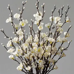 40 heads 4pcs White Plum Blossoms, Realistic Plastic Flowers, Artificial Plant for Home, Office, Wedding, and Party Decor, Perfect for Festive and Seasonal Events, Floral Arrangements, Vase Not Included