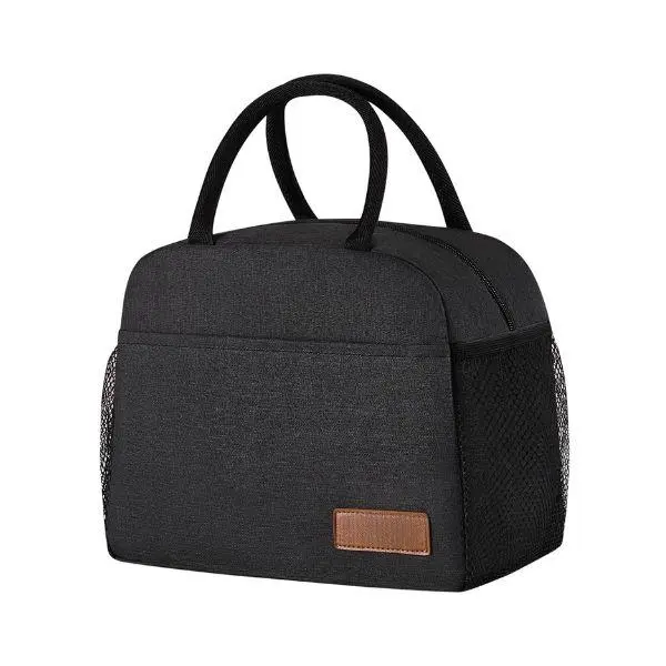 Unisex Thermal Durable Lunch Bag, Polyester Cooler Bag with Pockets (Black), Thermal Bag, Adjustable Strap