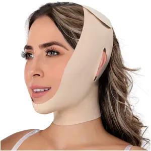 Post Surgical Chin Compression Strap for Women Beige Adjustable Faja Facial Skincare Compression Garment with Open Ears for Comfort