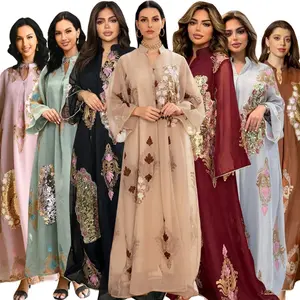 two-piece set woman Women's Muslim Abaya Evening Dress Luxury Sequined Embroidered Dresses Arab Oman Dubai Muslim Moroccan Caftan Party Eid Clothes