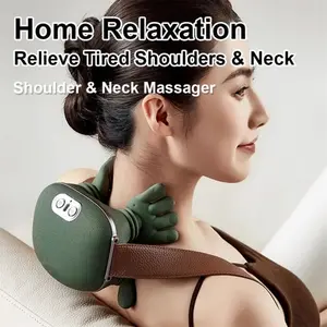 1PC Wearable shoulder and neck massager, Neck shoulder relaxer, 3d ergonomic design, 3 massage modes + 2 red light hot compresses, 2000mah lithium-ion battery, portable for office and home travel, Lightweight