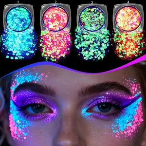 4pcs Glow-In-The-Dark Glitter Gel, Fast-Drying Self-Adhesive Neon Sparkles, Halloween Festival Accessories, Summer Decor, Friday Sale