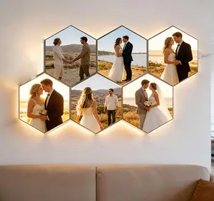 Custom Push Tap Light 6 Pack Hexagonal Wall Light USB Modular Touch Sensitive LED Lights for DIY Wall Decor Bedroom Home Theater High-Definition UV Printing Technology