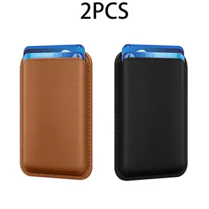 2pcs Minimalist Unisex Phone Wallet, Magnetic Slim RFID Blocking Credit Card Holder, Compatible With Magnet Phones And Cases, Strong Magnet Card Clip For IPhone 17/ 16/ 15/ 14/ 13/ 12/ Pro/ Max/ Plus/ Air, Easy To Carry