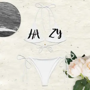 Hazy White Bikini Set – Sexy Two-Piece Swimwear, Stoner Beachwear, Triangle Top for Summer Vacay & Festival Vibes, Swimsuit for women 2025, Bikinis for summer