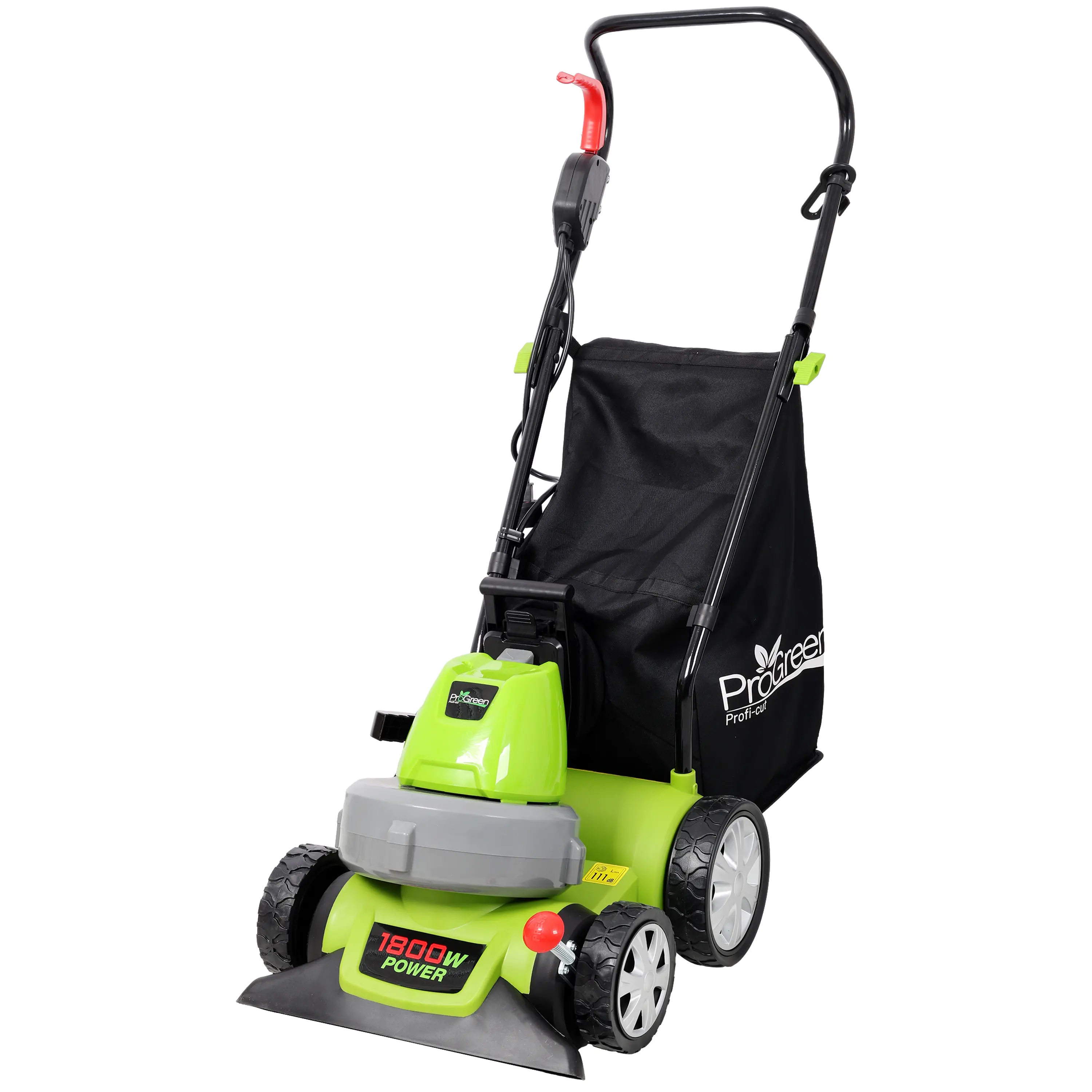 1600W 2.2HP 110V Cable 3-in-1 Garden Leaf Blower Vacuum Mulcher with 4-Fold Height Adjustment, Zip Closure, ABS, 6" mm ø & 7.5" ø Wheels for Uneven Terrain, Lawn Cleaning