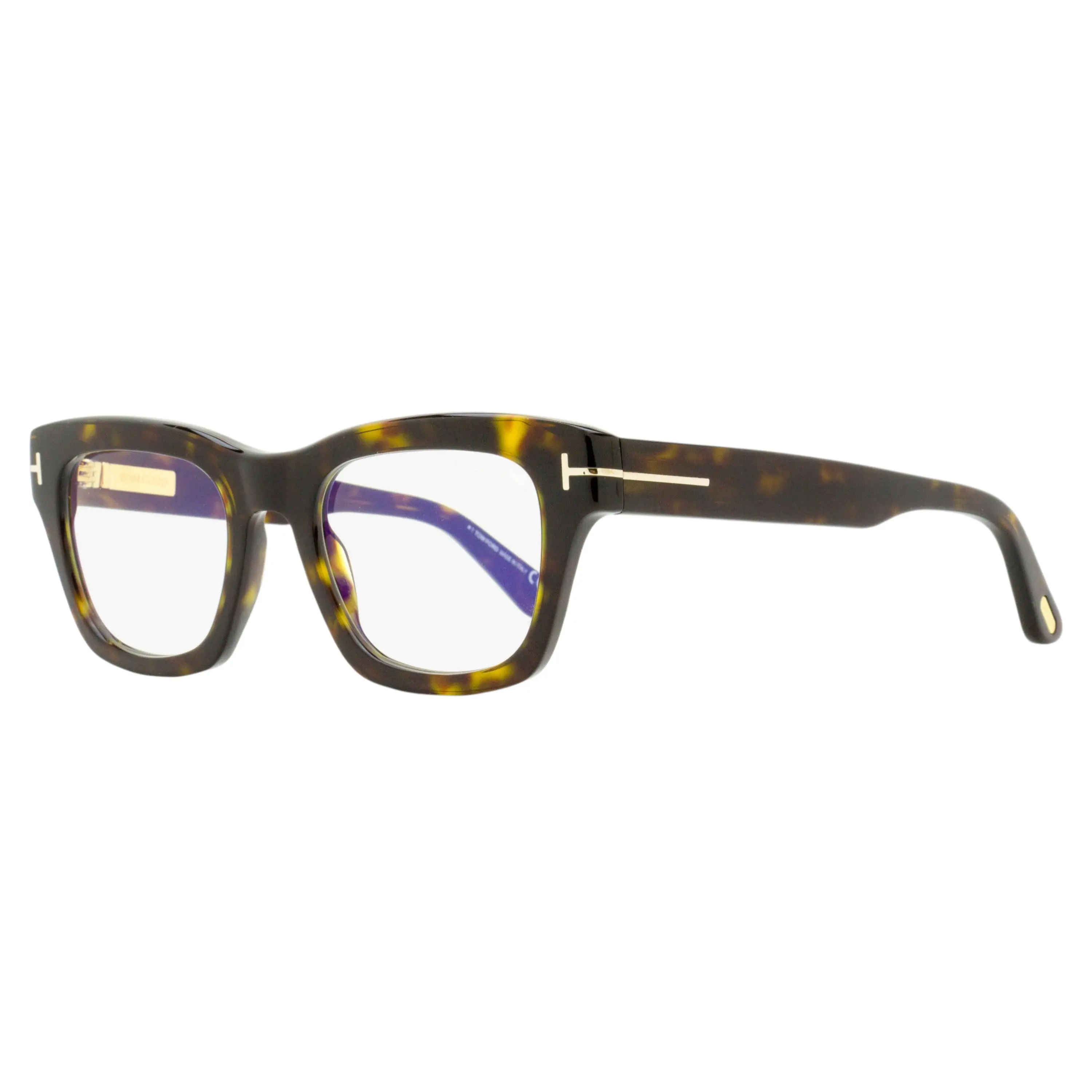 Tom Ford Unisex Full-Rim Optical Frames - Dark Havana Acetate, 52mm TF6036-B, Protective Blue Block Lenses, Blue Light Reduction, Soft Rectangular Shape, Adults' Digital Devices Use