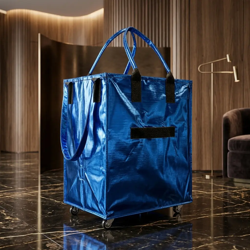 360° Swivel Universal Wheels Foldable Trolley Bag, Removable Base Plate Large Capacity Waterproof Rolling Grocery Bag