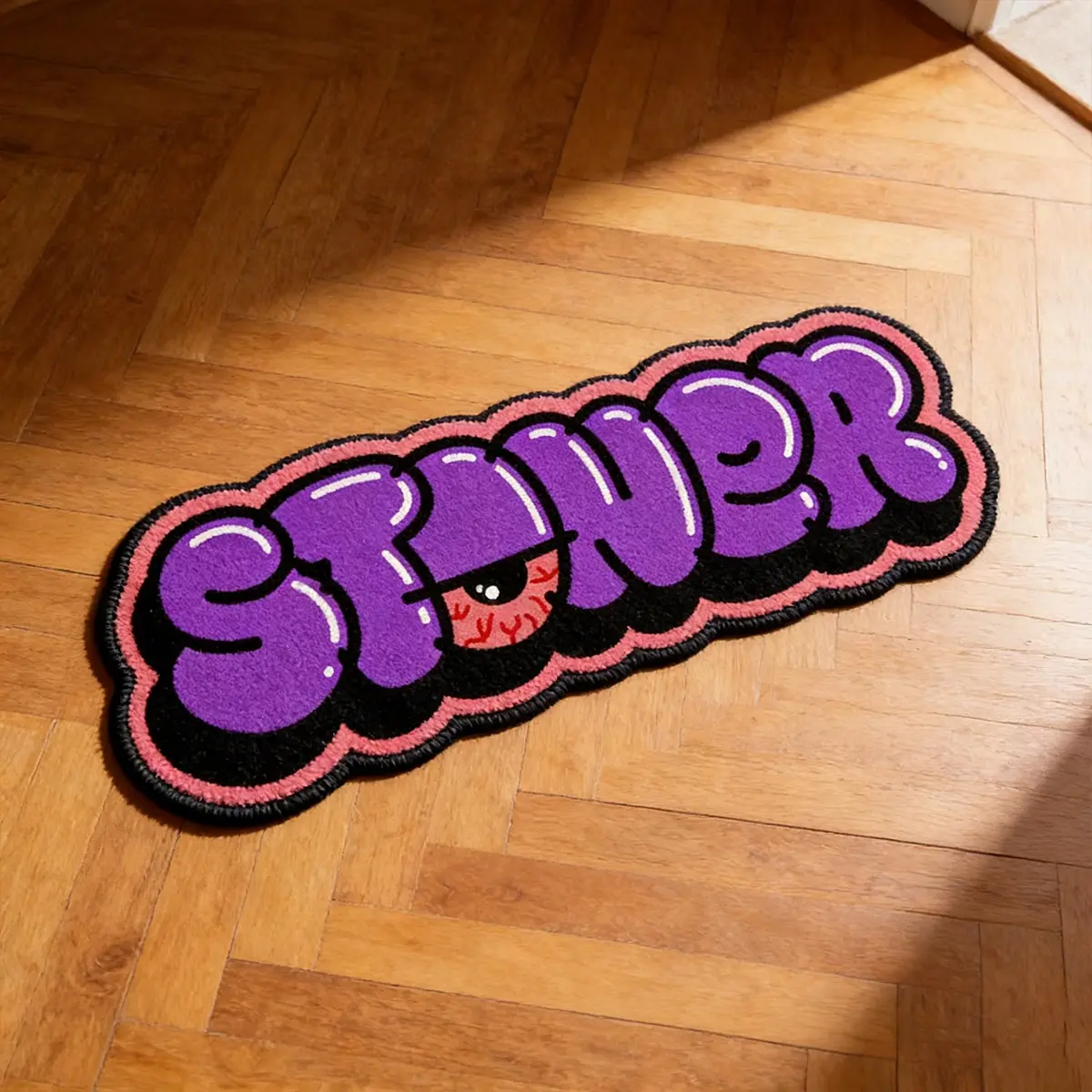 Creative Letter Graffiti Rug, Fun Eye Pattern Carpet, Cartoon Pattern Rug, Soft Thick Plush Mat, Soft Area Rug, Shaggy Area Rugs for Bedroom, Living Room, Porch, Bathroom, Hallway, Soft Fluffy Rugs, Unique Rugs