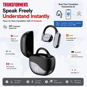 TRANSFORMERS T61 Open Free Wireless Bluetooth Noise Cancelling Translation Headphones With Digital Display For Sports Gaming Earphones