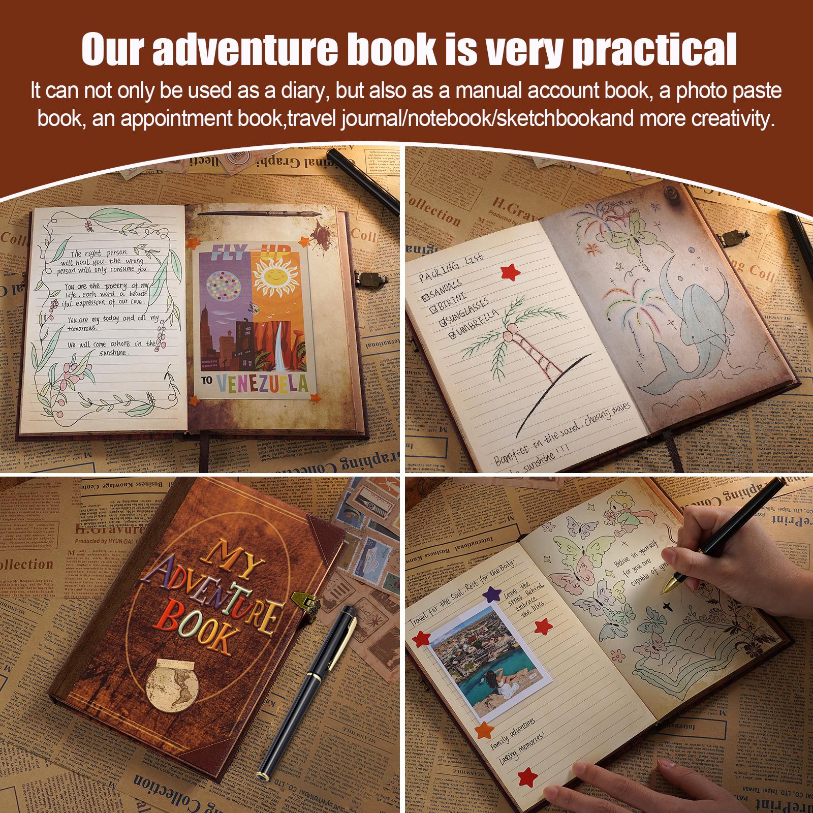 Adventure Book Vintage Scrapbooking Travel Journal 19x12.5x2cm Vertical Retro Scrapbook Photo Album Diary for Travelers