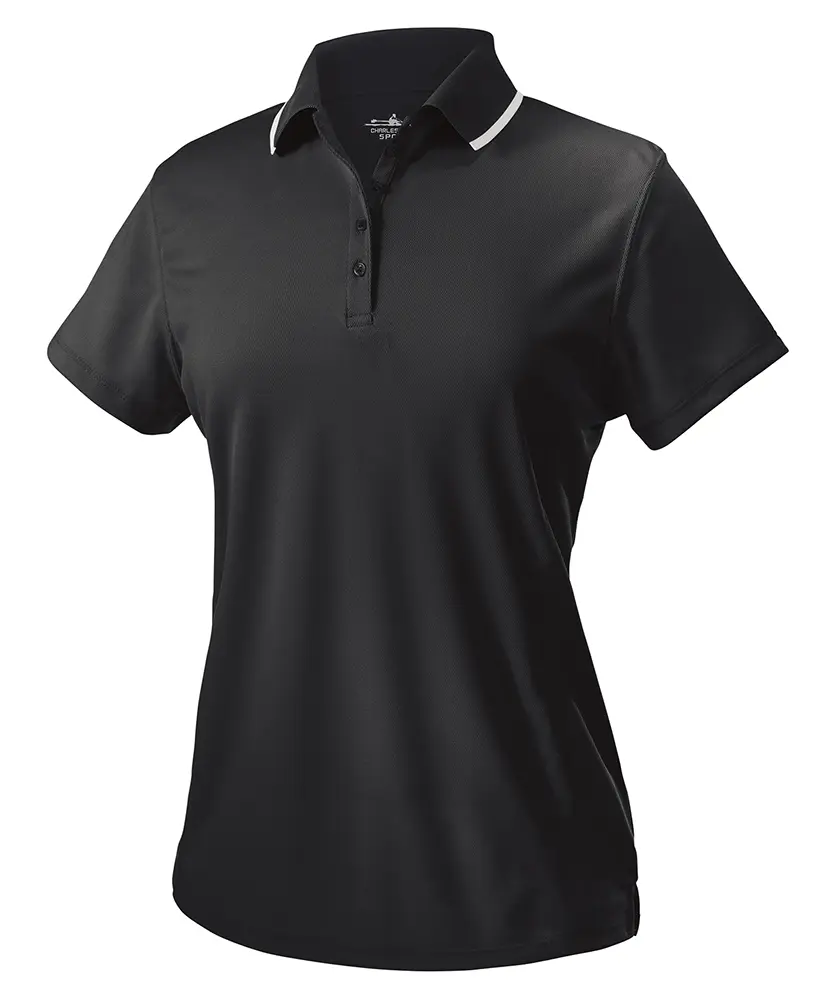 Charles River Apparel Women's Fitted Plain Wicking Polo Shirt - 100% Polyester Pique Knit, Quick-Drying, Breathable, Raglan Sleeves, UV Protection 20+, Anti-Odour, Button-Front, Professional Workwear, S-3XL, Contrast White Tipping, Machine Washable